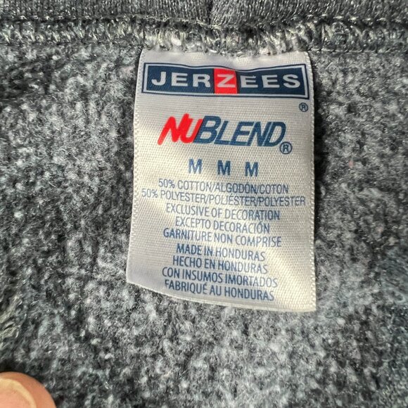 Y2K Jerzees Michigan Wolverines Sweatshirt Medium Dark Grey Distressed Hoodie - Picture 11 of 16